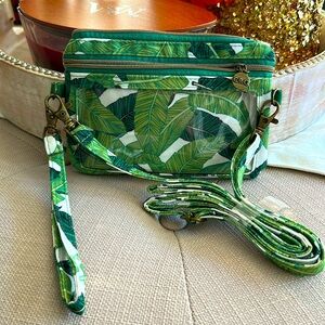 C.r Gibson Vibrant Green Leaf Pattern Crossbody Bag/ small